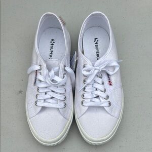 Superga Classic White Lace-Up Sneakers